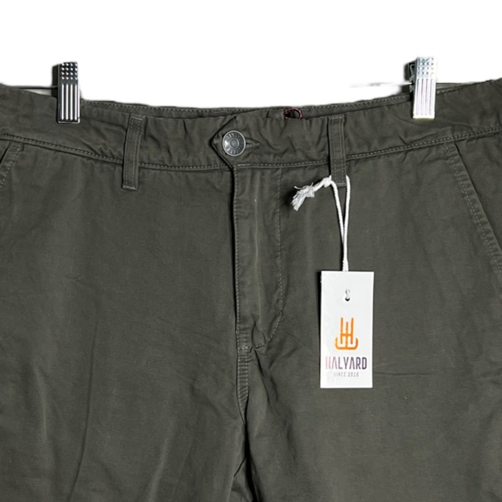 Halyard Shorts Mens 32 Military Green Flat Front‎ Chino Preppy Casual Everyday - Picture 3 of 4